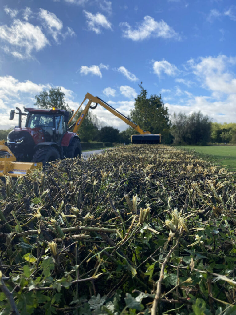 roadside verge and hedge cutting in progress