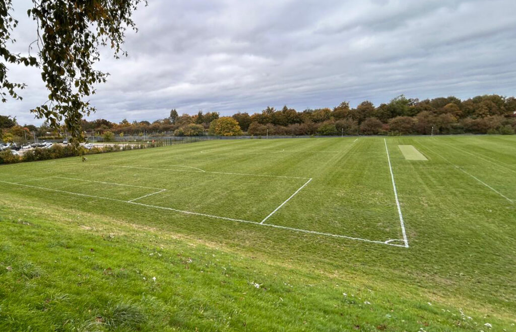 football pitch line marking on large field