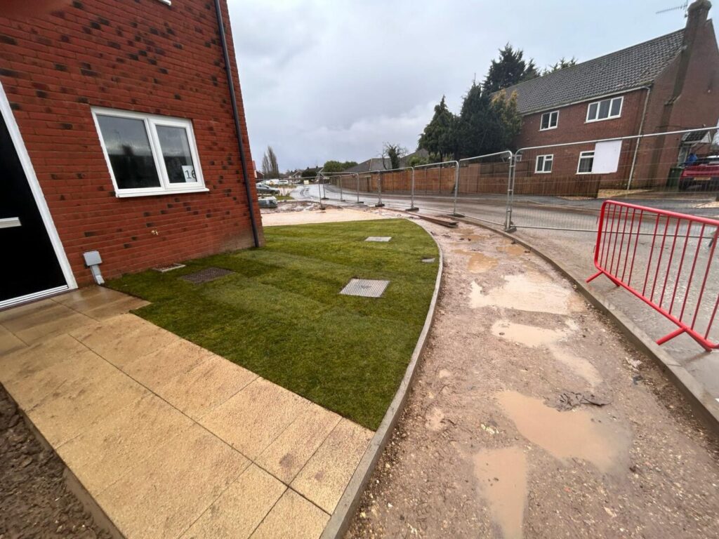 front garden turf service in new build home