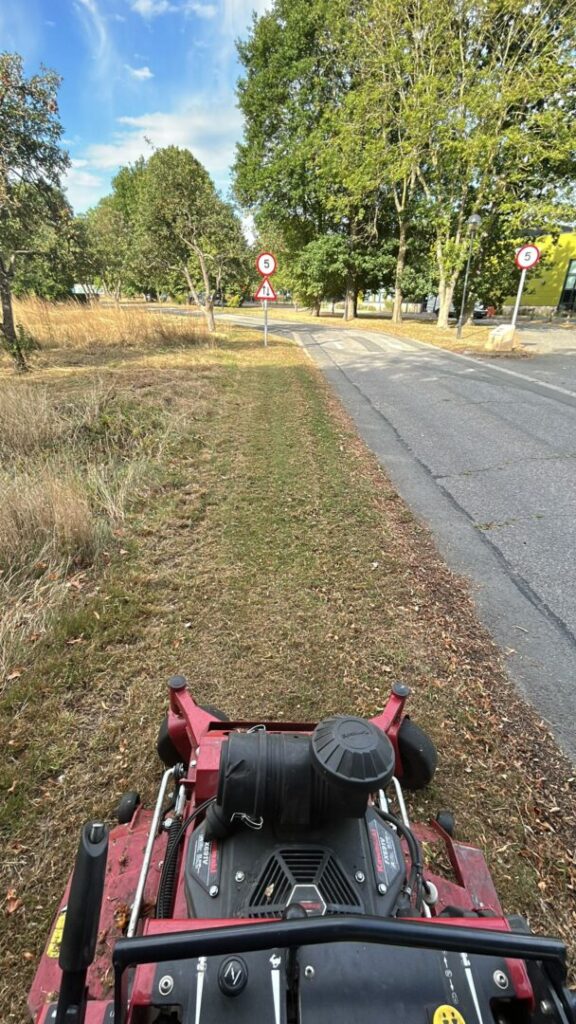 lawnmower grass mowing side of road