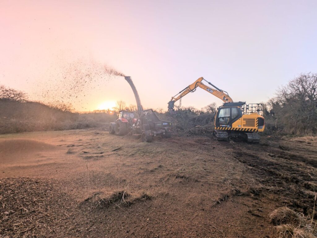 wood chipping services in progress