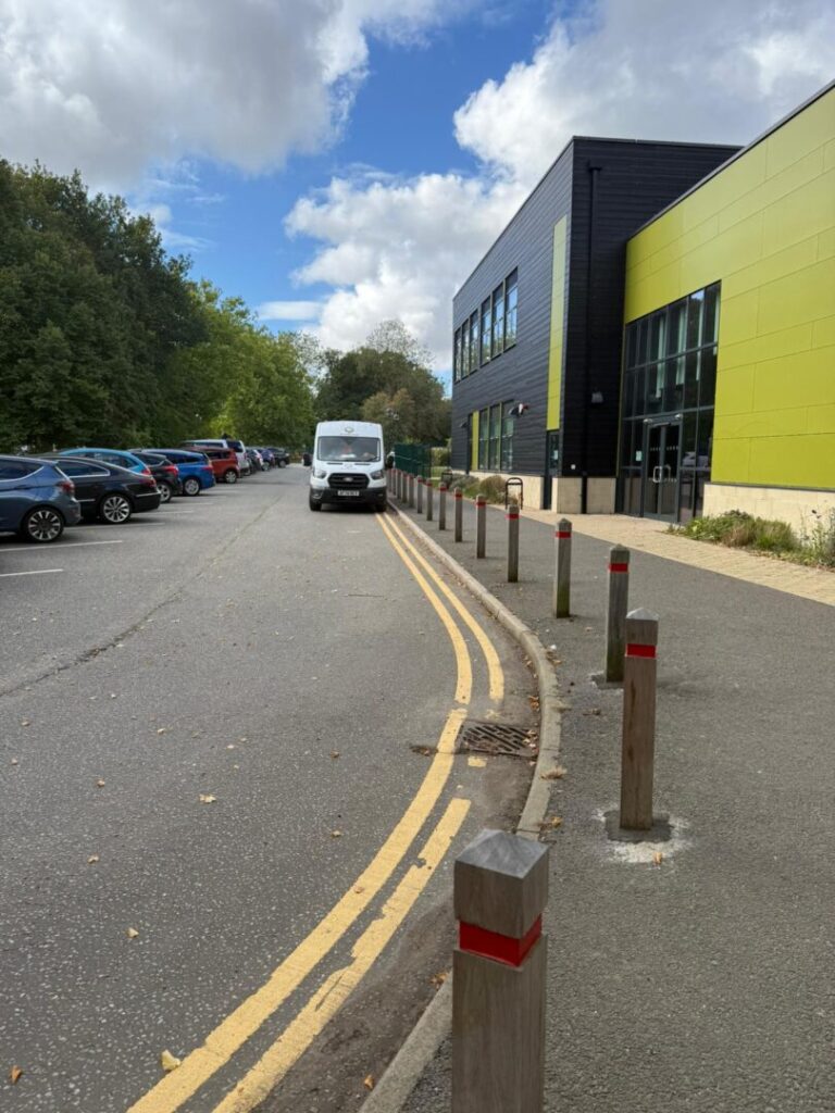 grounds maintenance outside large building