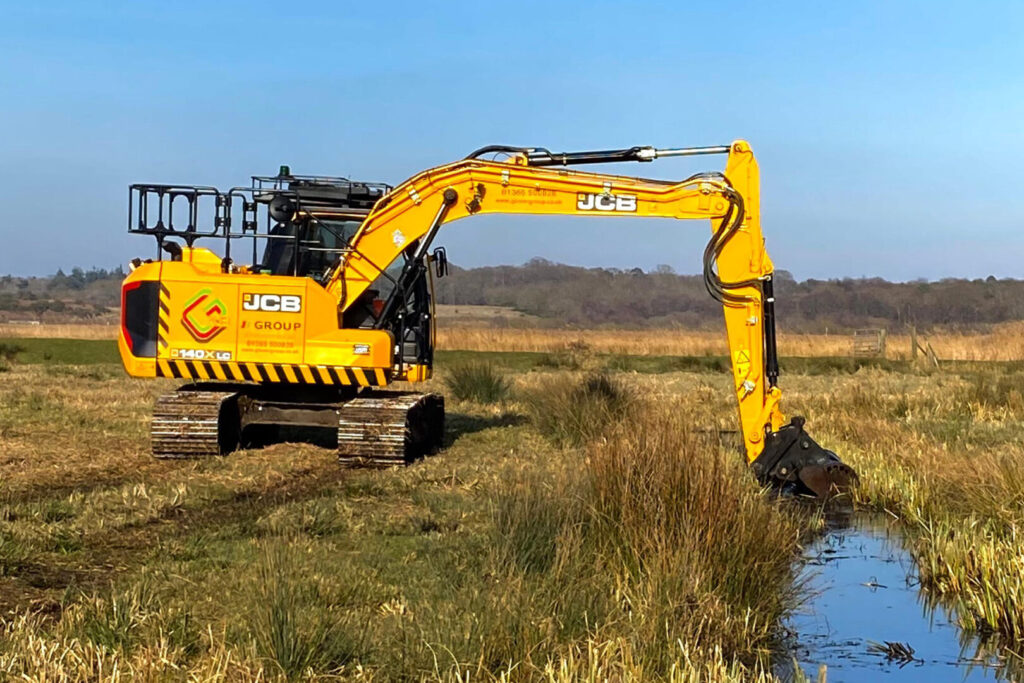 watercourse manangement contruction and maintenance in progress on land