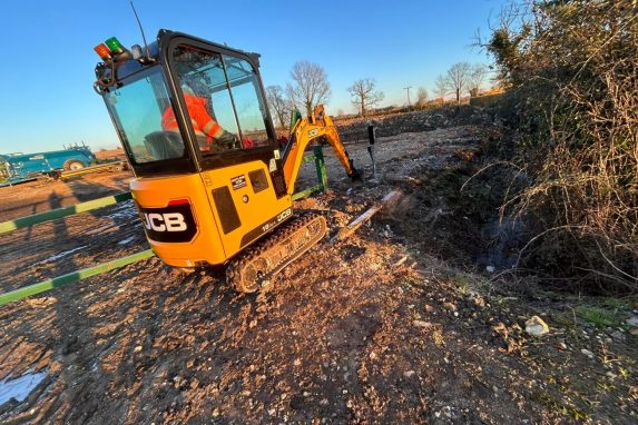 mini excavartor on site